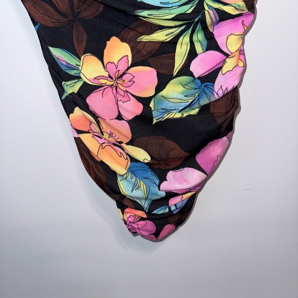 Miraclesuit Floral One-Piece Swimsuit V-Neck Ruched Tropical Print Womens 18W - Picture 4 of 9